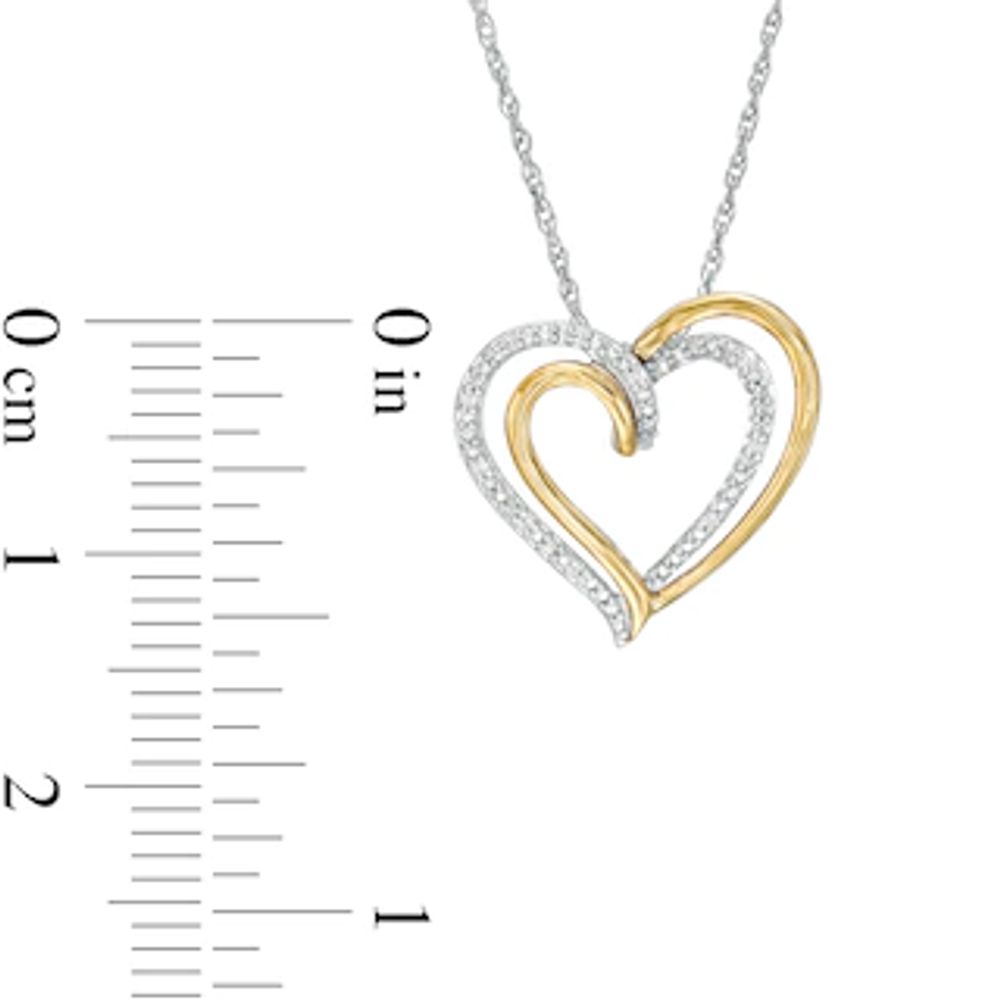 Diamond Accent Double Heart Pendant in Sterling Silver and 10K Gold|Peoples Jewellers