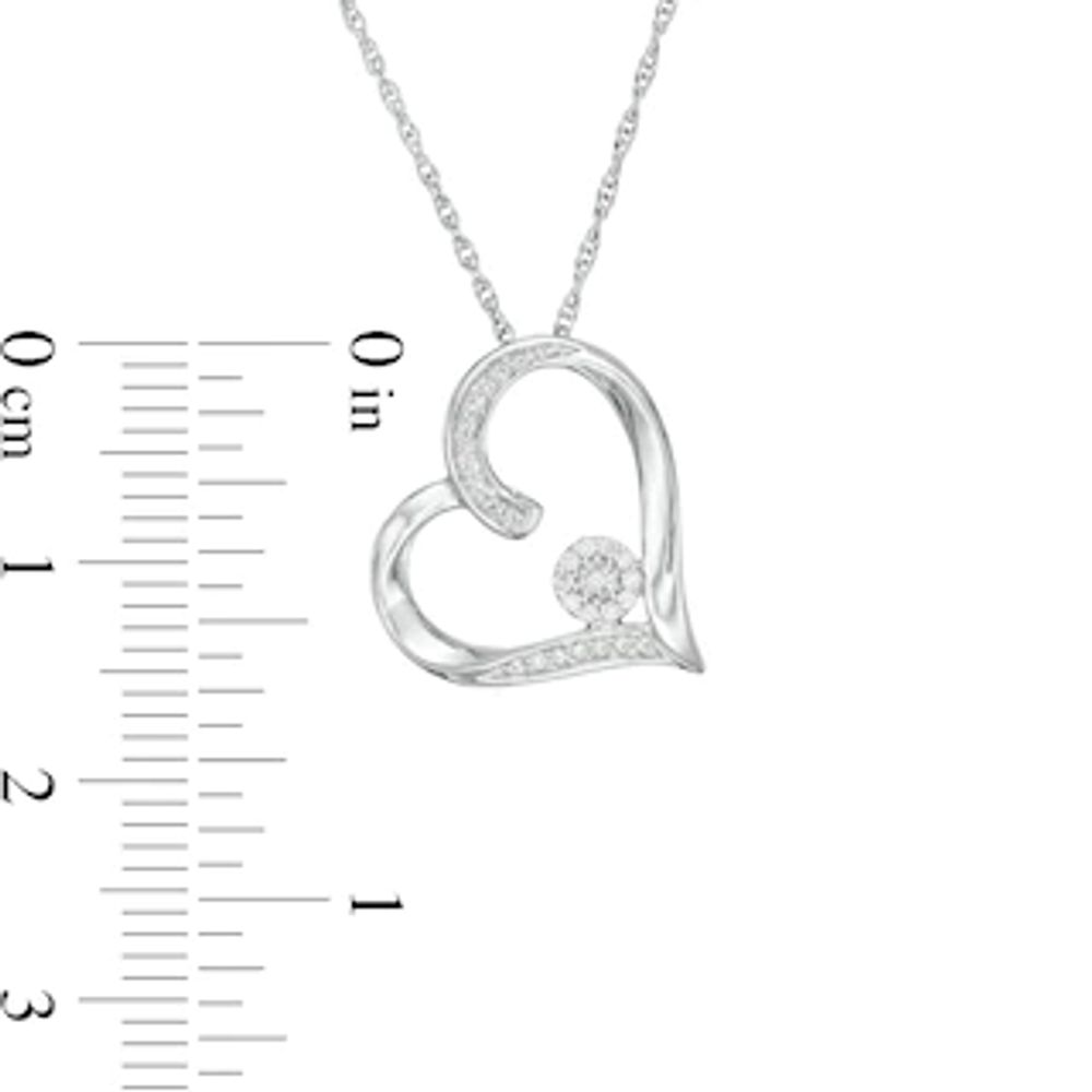 0.085 CT. T.W. Composite Diamond Tilted Heart Outline Pendant in Sterling Silver|Peoples Jewellers