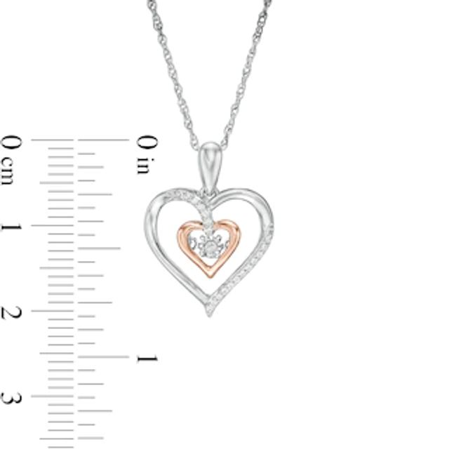 Unstoppable Love™ 0.065 CT. T.W. Diamond Double Heart Pendant in Sterling Silver and 10K Rose Gold|Peoples Jewellers