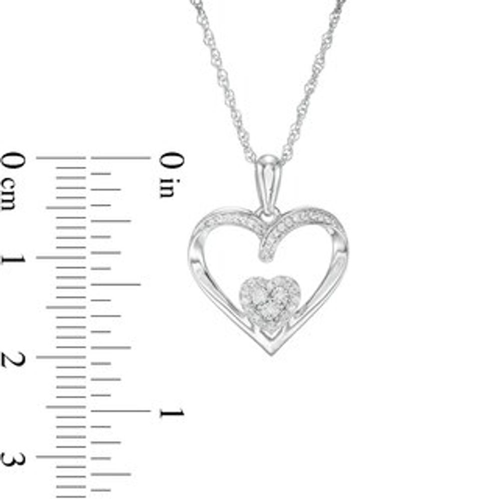 0.085 CT. T.W. Composite Diamond Double Heart Pendant in Sterling Silver|Peoples Jewellers