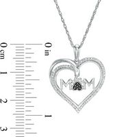 0.04 CT. T.W. Enhanced Black and White Diamond Heart "MOM" Pendant in Sterling Silver|Peoples Jewellers