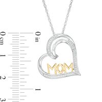 0.04 CT. T.W. Diamond Tilted Heart "MOM" Pendant in Sterling Silver and 10K Gold|Peoples Jewellers