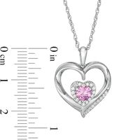 5.0mm Heart-Shaped Lab-Created White and Pink Sapphire Double Heart Pendant in Sterling Silver|Peoples Jewellers