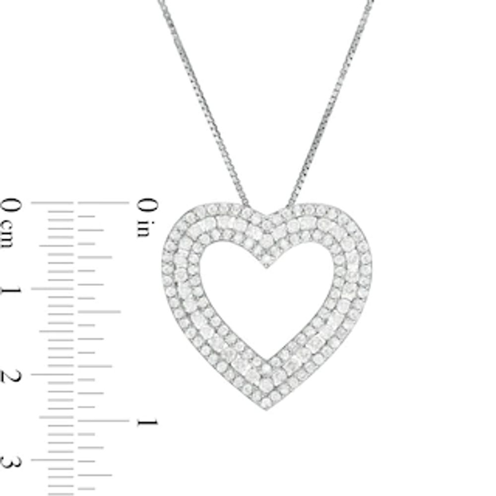 1.00 CT. T.W. Diamond Heart Outline Pendant in Sterling Silver|Peoples Jewellers