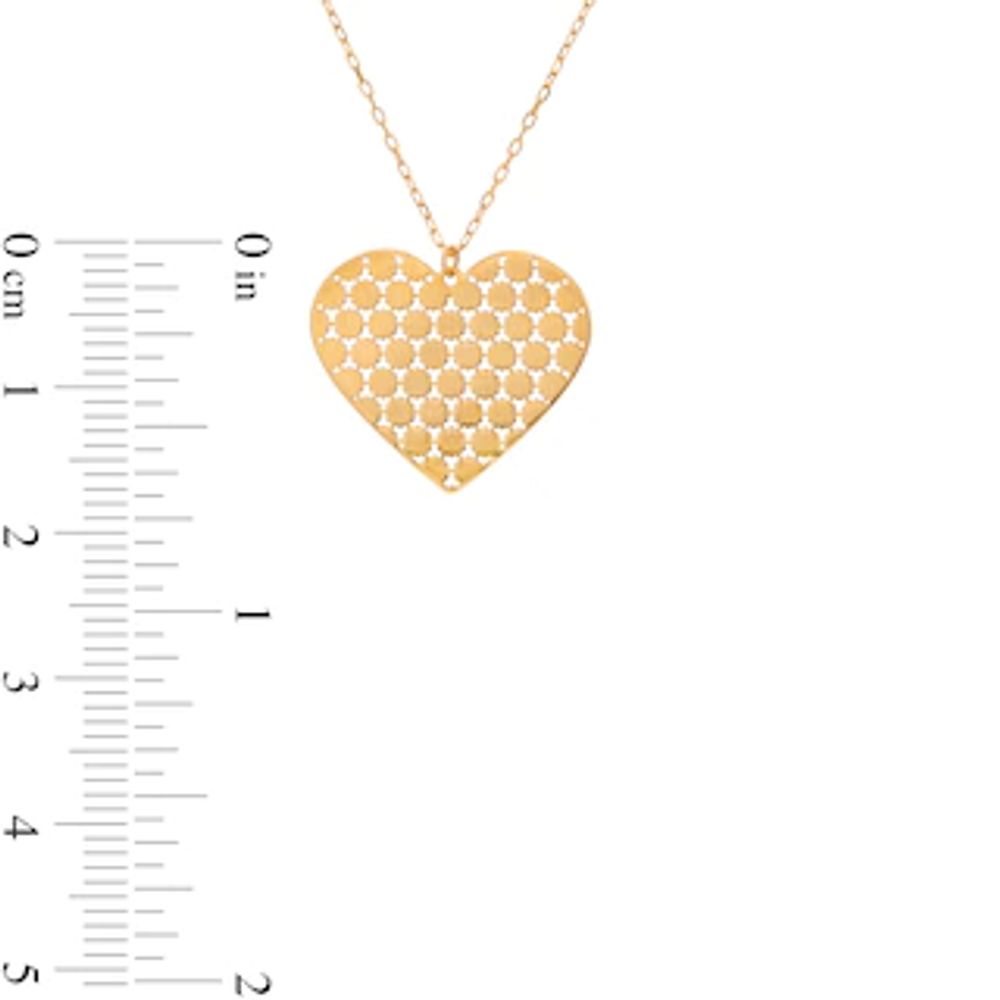 Made in Italy Lace Pattern Cutout Heart Pendant in 14K Gold|Peoples Jewellers