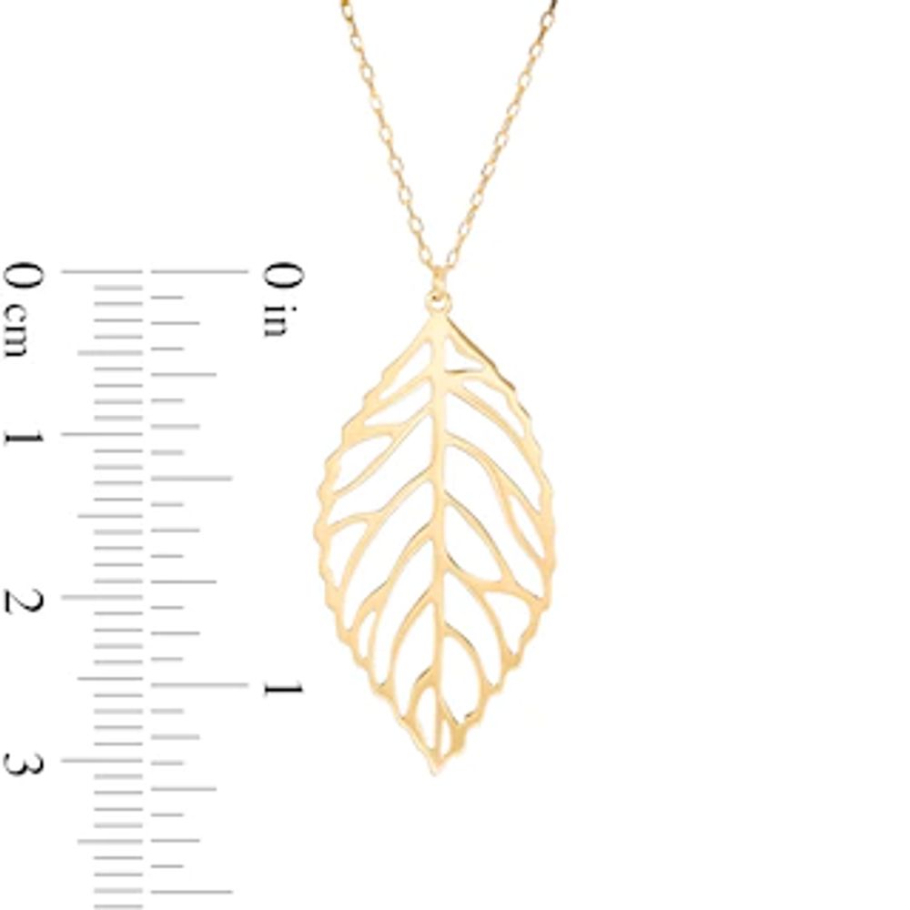 Made in Italy Leaf Cutout Pendant in 14K Gold|Peoples Jewellers