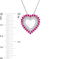 Lab-Created Ruby and White Sapphire Heart Outline Pendant in Sterling Silver|Peoples Jewellers