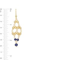 Navy Blue Enamel and Diamond-Cut Bead Drop Earrings in 14K Gold|Peoples Jewellers