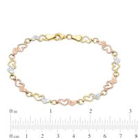 Interlocking Hearts Link Bracelet in 10K Tri-Tone Gold - 7.25"|Peoples Jewellers