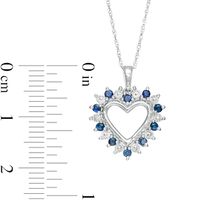 Blue Sapphire and Diamond Accent Shadow Heart Pendant in 10K White Gold|Peoples Jewellers