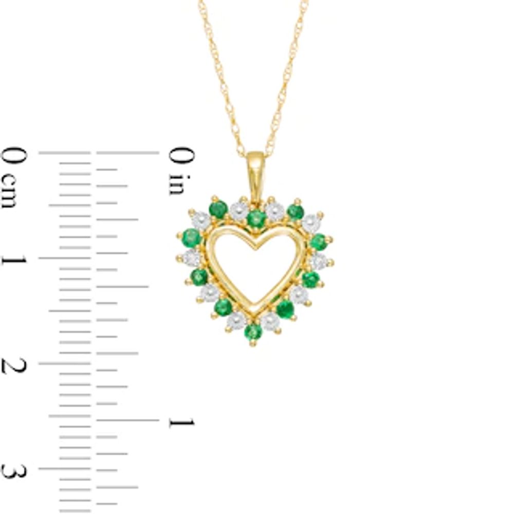 Emerald and Diamond Accent Shadow Heart Pendant in 10K Gold|Peoples Jewellers