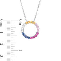 Lab-Created Multi-Colour Sapphire Circle Pendant in Sterling Silver|Peoples Jewellers