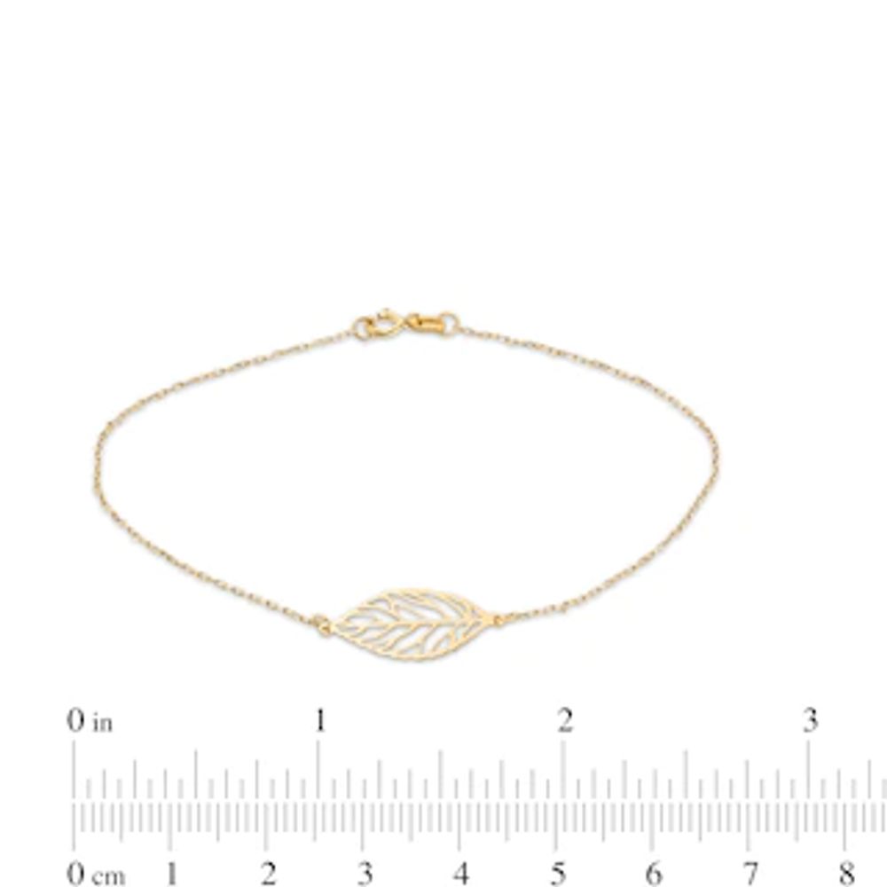 Italian Gold Leaf Cutout Bracelet in 14K Gold - 7.25"|Peoples Jewellers