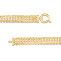8.9mm S-Link and Rope Chain Triple Row Bracelet in Hollow 14K Gold - 7.5"|Peoples Jewellers