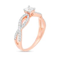 0.45 CT. T.W. Princess-Cut Diamond Infinity Twist Shank Engagement Ring in 10K Rose Gold|Peoples Jewellers