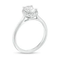 1.11 CT. T.W. Certified Oval Diamond Frame Engagement Ring in 14K White Gold (I/I2)|Peoples Jewellers