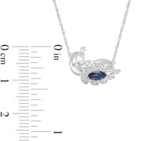 Marquise Lab-Created Blue Sapphire and Diamond Accent Peacock Necklace in Sterling Silver|Peoples Jewellers