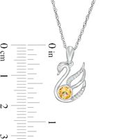 4.0mm Citrine and Diamond Accent Swan Pendant in Sterling Silver|Peoples Jewellers