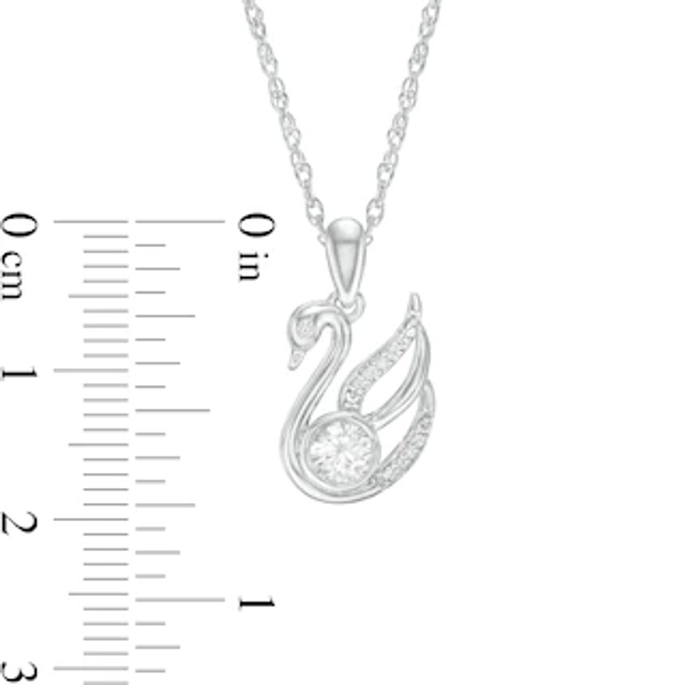 4.0mm Lab-Created Sapphire and Diamond Accent Swan Pendant in Sterling Silver|Peoples Jewellers