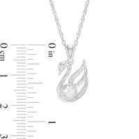 4.0mm Lab-Created Sapphire and Diamond Accent Swan Pendant in Sterling Silver|Peoples Jewellers