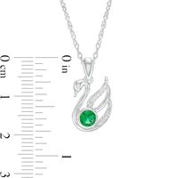 4.0mm Lab-Created Emerald and Diamond Accent Swan Pendant in Sterling Silver|Peoples Jewellers