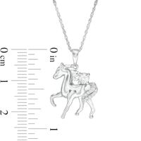 Lab-Created Sapphire and Diamond Accent Prancing Horse Pendant in Sterling Silver|Peoples Jewellers