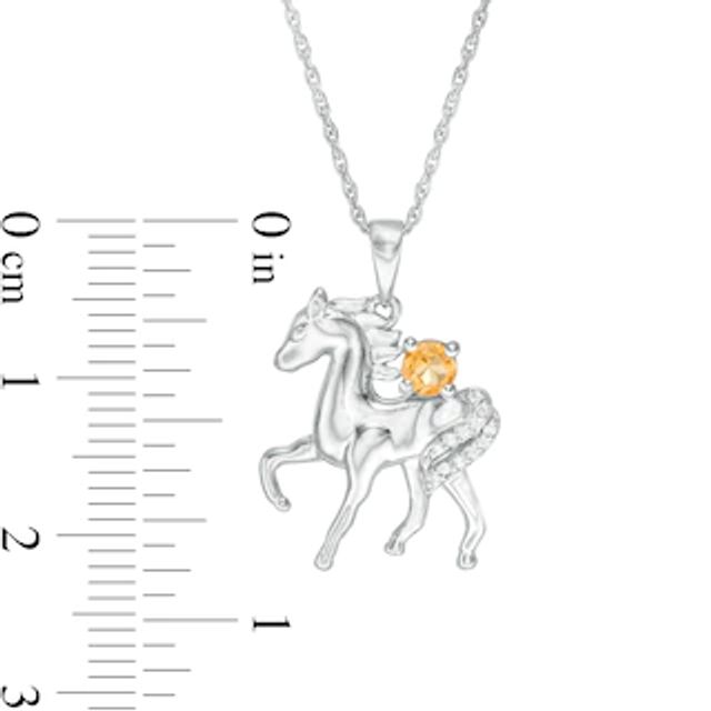 Citrine and Diamond Accent Prancing Horse Pendant in Sterling Silver|Peoples Jewellers
