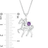 Amethyst and Diamond Accent Prancing Horse Pendant in Sterling Silver|Peoples Jewellers