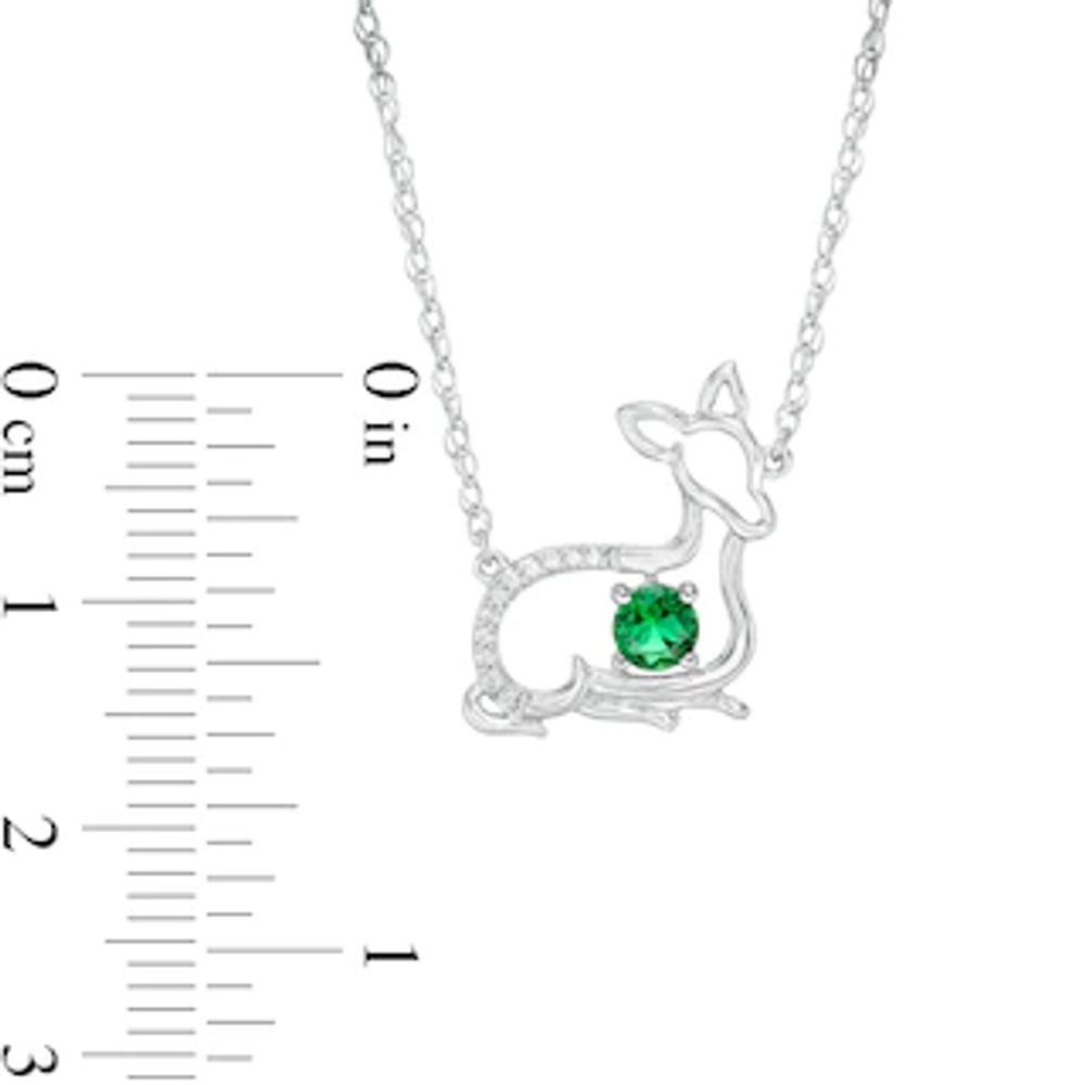 4.0mm Lab-Created Emerald and Diamond Accent Fawn Necklace in Sterling Silver|Peoples Jewellers