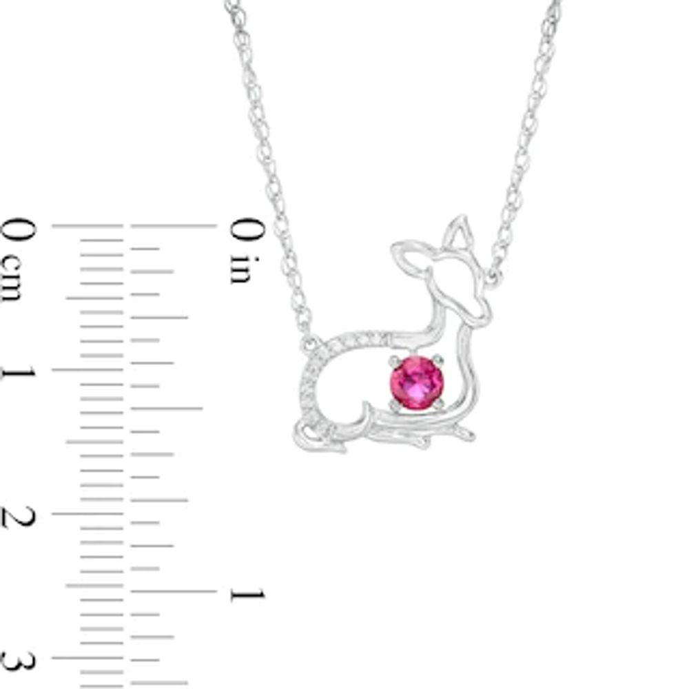 4.0mm Lab-Created Ruby and Diamond Accent Fawn Necklace in Sterling Silver|Peoples Jewellers