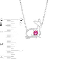 4.0mm Lab-Created Ruby and Diamond Accent Fawn Necklace in Sterling Silver|Peoples Jewellers