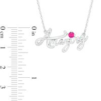 Lab-Created Ruby and Diamond Accent "Amazing" Script Necklace in Sterling Silver|Peoples Jewellers