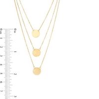 Italian Gold Polished Disc Triple Strand Necklace in 14K Gold|Peoples Jewellers