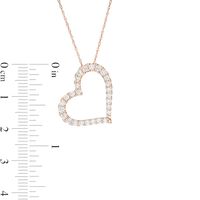 0.58 CT. T.W. Diamond Tilted Heart Necklace in 10K Rose Gold|Peoples Jewellers