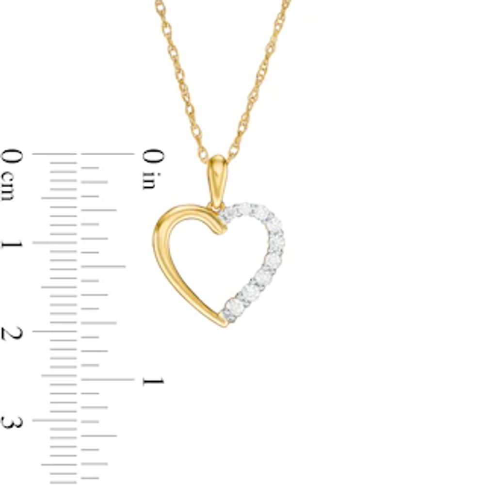 0.18 CT. T.W. Diamond Heart Outline Pendant in 10K Gold|Peoples Jewellers