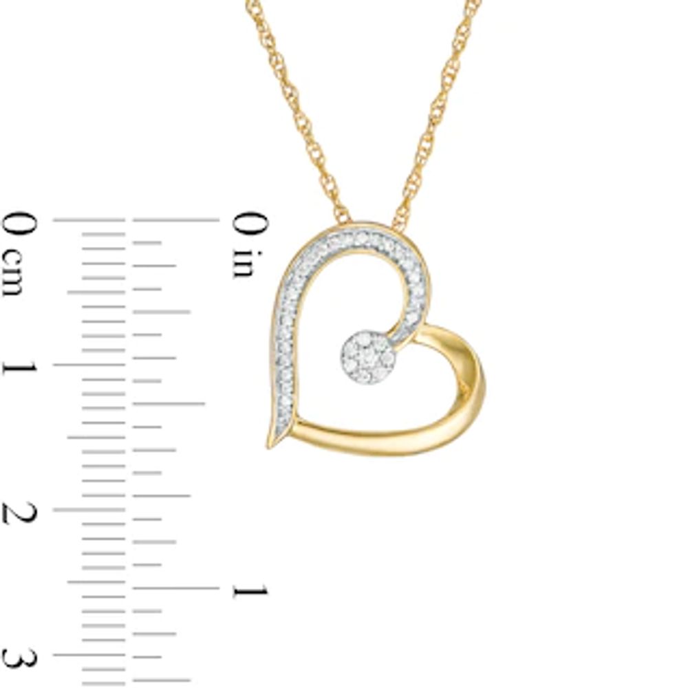 0.115 CT. T.W. Diamond Tilted Heart Pendant in Sterling Silver with 14K Gold Plate|Peoples Jewellers