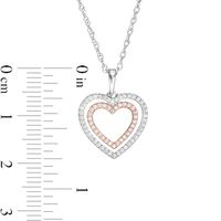 0.23 CT. T.W. Diamond Double Heart Pendant in Sterling Silver and 10K Rose Gold|Peoples Jewellers