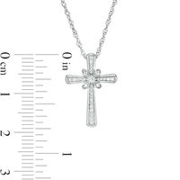 0.115 CT. T.W. Diamond Flower Cross Pendant in Sterling Silver|Peoples Jewellers