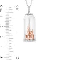Enchanted Disney Princess Diamond Accent Castle in Glass Dome Pendant in Sterling Silver and 10K Rose Gold - 24"|Peoples Jewellers