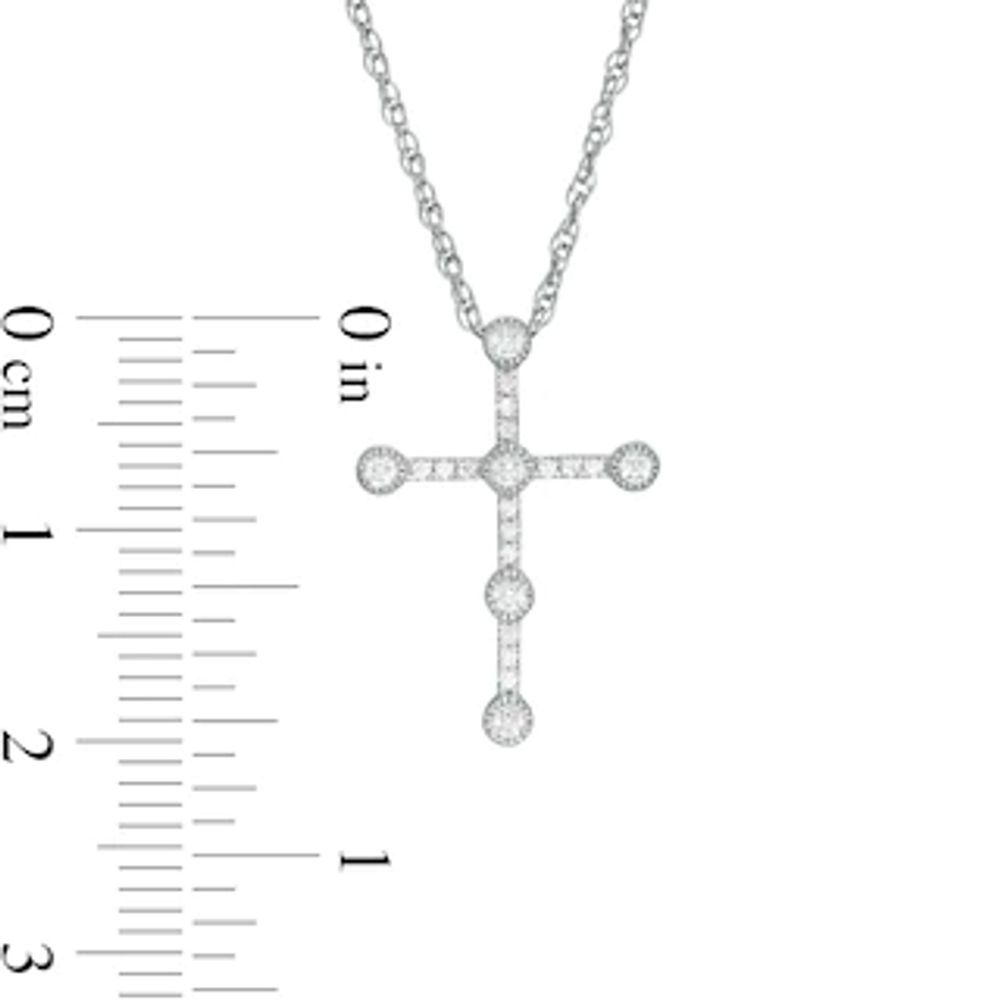 0.145 CT. T.W. Diamond Vintage-Style Cross Pendant in 10K White Gold|Peoples Jewellers