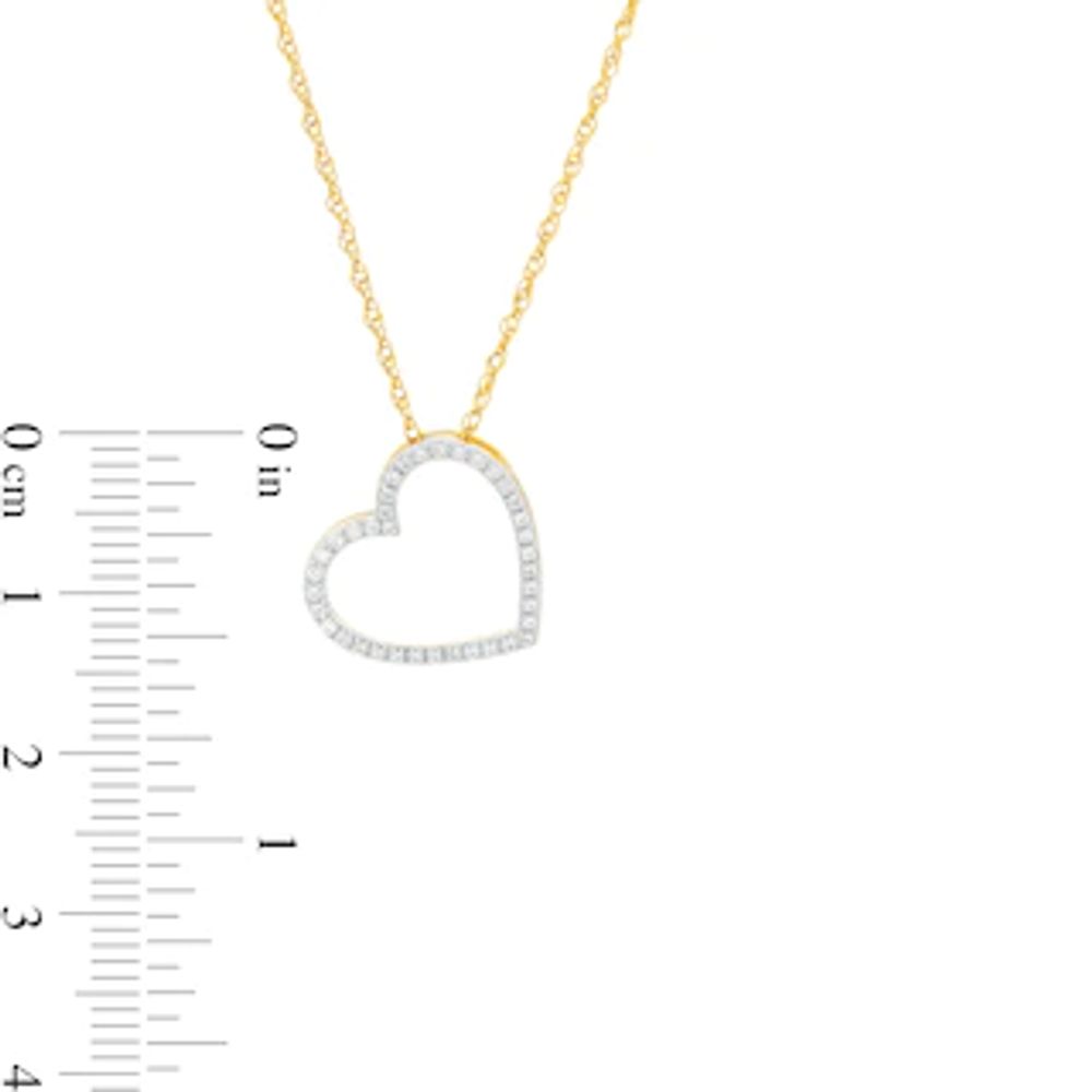 0.068 CT. T.W. Diamond Tilted Heart Outline Pendant in 10K Gold|Peoples Jewellers