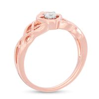 0.085 CT. Diamond Solitaire Heart Crown Celtic Scroll Ring in 10K Rose Gold|Peoples Jewellers