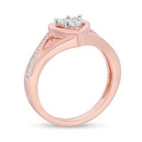 0.04 CT. T.W. Diamond Heart Split Shank Promise Ring in Sterling Silver and 14K Rose Gold Plate|Peoples Jewellers