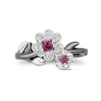 Enchanted Disney Mulan Live Action Rhodolite Garnet and 0.085 CT. T.W. Diamond Flower Ring in Sterling Silver|Peoples Jewellers