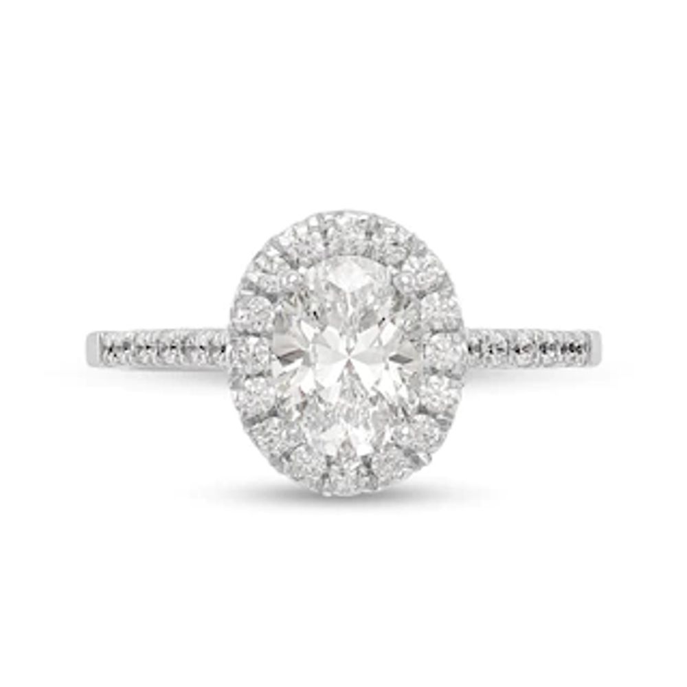 1.08 CT. T.W. Oval Diamond Frame Engagement Ring in Platinum|Peoples Jewellers