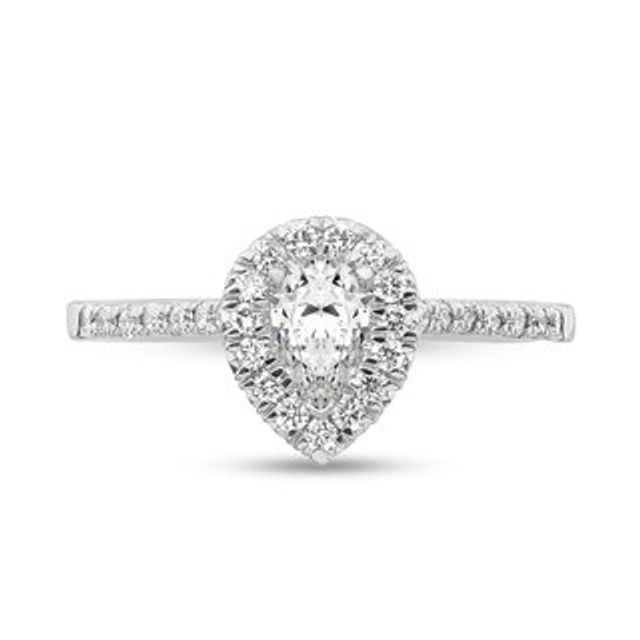 0.79 CT. T.W. Diamond Pear-Shaped Diamond Frame Engagement Ring in Platinum|Peoples Jewellers