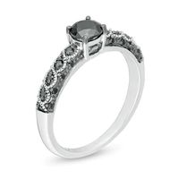 0.58 CT. T.W. Black Diamond Vintage-Style Engagement Ring in 10K White Gold|Peoples Jewellers