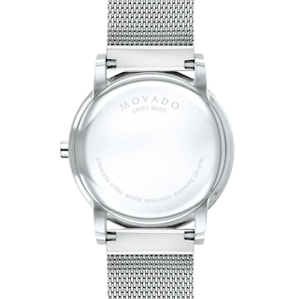 Men's Movado Museum® Classic Diamond Accent Silver-Tone Mesh Watch with Black Dial (Model: 607511)|Peoples Jewellers