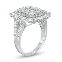 2.50 CT. T.W. Composite Diamond Double Rectangular Frame Split Shank Ring in 10K White Gold|Peoples Jewellers