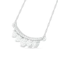 0.29 CT. T.W. Diamond Graduated Double Row Curved Bar Necklace in Sterling Silver|Peoples Jewellers